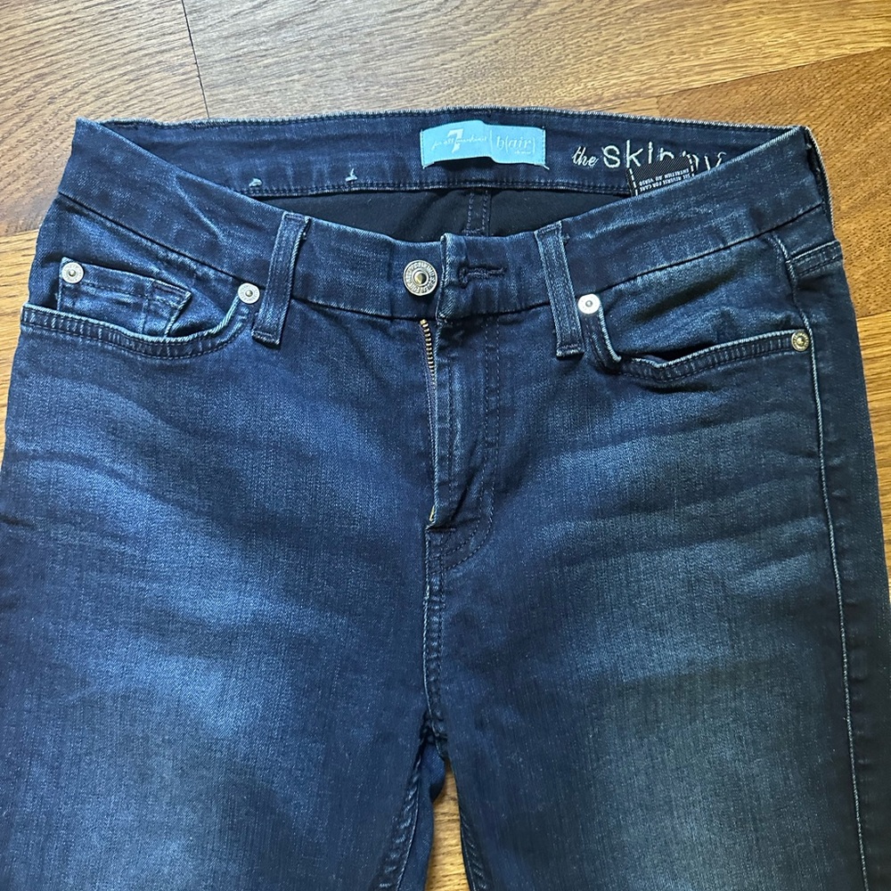 7 For All Mankind Women's Dark Blue Skinny Jeans